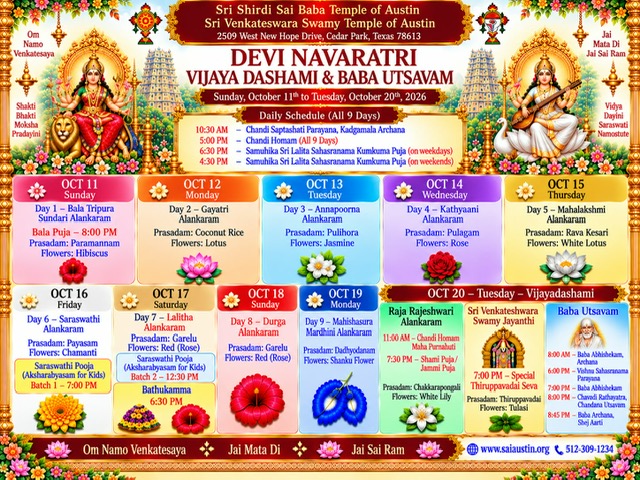 2026 OCTOBER 11 - 20 DEVI NAVARATRI PROGRAM